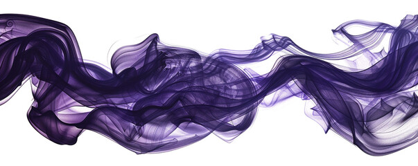 Mystic Purple Waves, Dark Purple and Black Wavy Abstract, Mystical Aura, Isolated on White