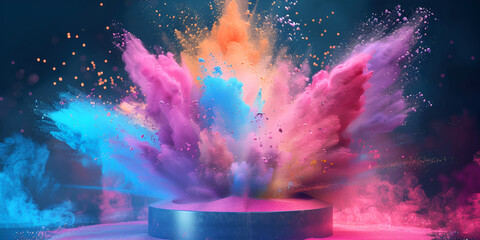 Vibrant Holi Celebration Color Powder Explosion
