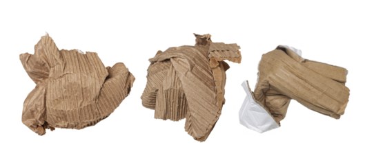 Set crumpled cardboard ball isolated on white background, clipping path	