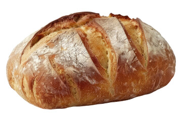 Loaf of sourdough bread isolated on transparent background.