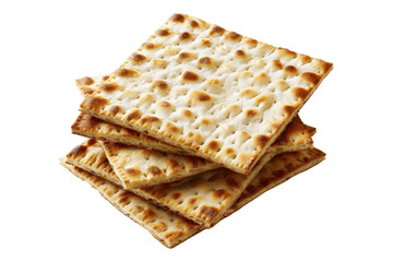Matzo bread stacked isolated on transparent background.