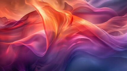 A colorful, abstract painting of a wave with a red and orange hue