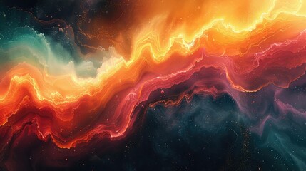 A colorful, swirling galaxy with a bright orange line in the middle - Powered by Adobe