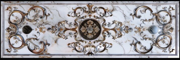 Obraz premium Baroque, barocco ornate gold and marble ceiling non linear reformation design. elaborate ceiling with intricate accents depicting classic elegance and architectural beauty