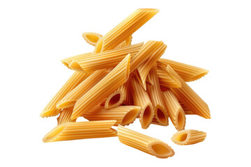 Penne regatta pasta isolated on transparent background.