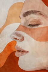 basic illustration earth colors of a women&acirc;&euro;&trade;s face. Meditation mindfulness style.