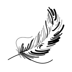 A dynaA minimalist silhouette of a single feather drifting on a gentle breeze