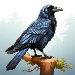 Watercolor Raven vector, clipart Illustration, Generative Ai