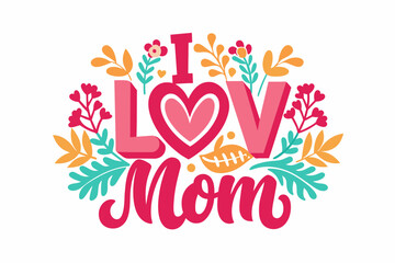 Typography of Mother's Day, sticker concept on white background  