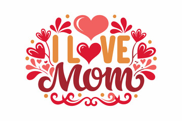 Typography of Mother's Day, sticker concept on white background  