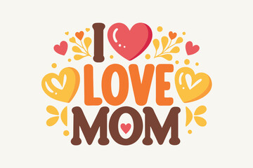 Typography of Mother's Day, sticker concept on white background  