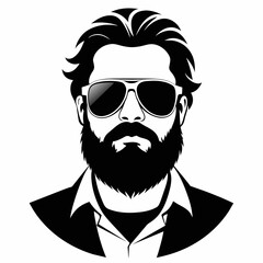 Beard, sunglasses, front view, white background