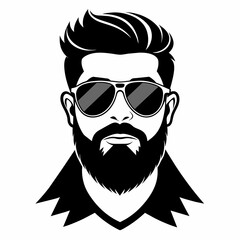 Beard, sunglasses, front view, white background