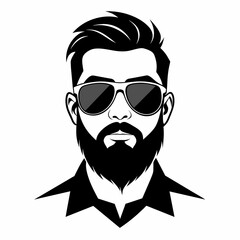 Beard, sunglasses, front view, white background