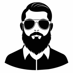 Beard, sunglasses, front view, white background