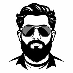 Fototapeta premium Beard, sunglasses, front view, white background