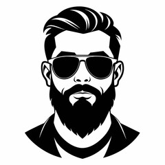 Beard, sunglasses, front view, white background