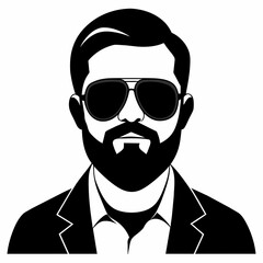 Beard, sunglasses, front view, white background