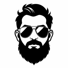 Beard, sunglasses, front view, white background