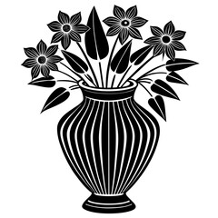 Graphics image Illustration silhouette A flower vase with flowers