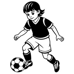 Kid playing football on white background