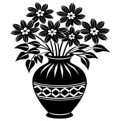Graphics image Illustration silhouette A flower vase with flowers