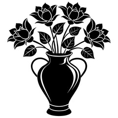 Graphics image Illustration silhouette A flower vase with flowers