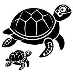 Turtle mom illustration baby illustration for children in flat style simple shapes on white background