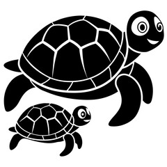 Turtle mom illustration baby illustration for children in flat style simple shapes on white background