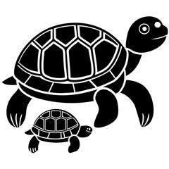 Turtle mom illustration baby illustration for children in flat style simple shapes on white background