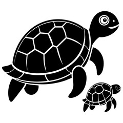Turtle mom illustration baby illustration for children in flat style simple shapes on white background
