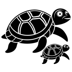Turtle mom illustration baby illustration for children in flat style simple shapes on white background