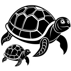 Turtle mom illustration baby illustration for children in flat style simple shapes on white background