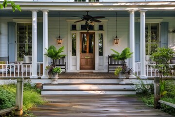 Inviting Home with Beautiful Covered Porch: A Luxurious Real Estate Image of an Expensive