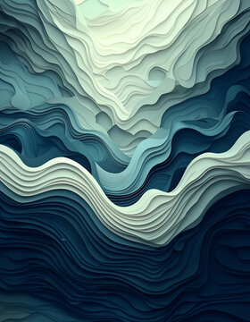 Blue monochromatic wavy abstract background