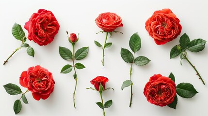 Fototapeta premium Celebrate special occasions like birthdays Mother s Day Valentine s Day Women s Day and weddings with a vibrant arrangement of English roses set against a crisp white backdrop Captured from