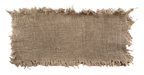 Burlap texture. A piece of torn burlap on a white background. Canvas. Packing material