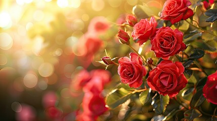 A lovely scene of red roses set against a backdrop perhaps adorning a greeting card or a calendar - Powered by Adobe