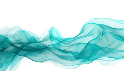 Soft turquoise abstract waves, vividly isolated on white, high-definition quality.