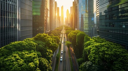 Sustainable Infrastructure, Images depicting green buildings, energy-efficient cities, and eco-friendly transportation systems, close-up