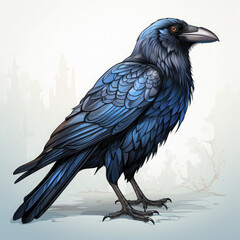Fototapeta premium Watercolor Raven vector, clipart Illustration, Generative Ai