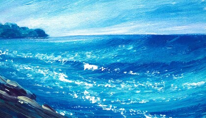 清涼感のある青い海の香りを描く、それは夏の風を連想させて、心地よい日差しが辺りに優しく照り付けるイラスト  generated by AI