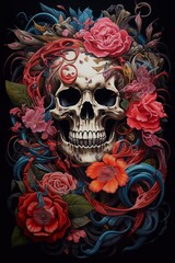 Skull in flowers.