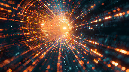 Naklejka premium Cyber Stream: Racing Through Data