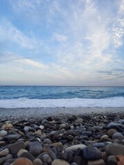 Cote d'Azur. Sea shore. Blue Wave.