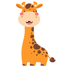 Cute giraffe, children's pattern with animal. Vector illustration in cartoon flat style.