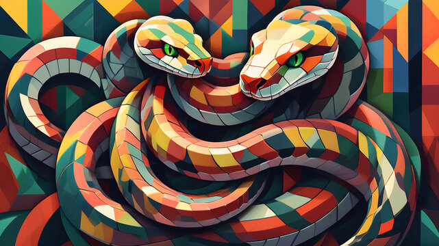 Graphic drawing of snakes