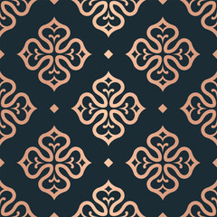Gold and black luxury vector seamless pattern. Ornament, Traditional, Ethnic, Arabic, Turkish, Indian motifs. Great for fabric and textile, wallpaper, packaging design or any desired idea.