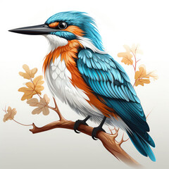 Fototapeta premium Watercolor Kingfisher vector, clipart Illustration, Generative Ai