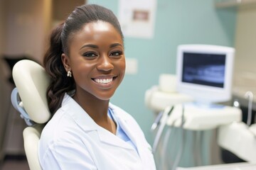 Professional African american doctor. Female health. Generate Ai